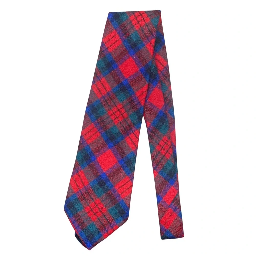 Vintage Pendleton Wool Tartan Necktie Mens Red Plaid USA Plaid